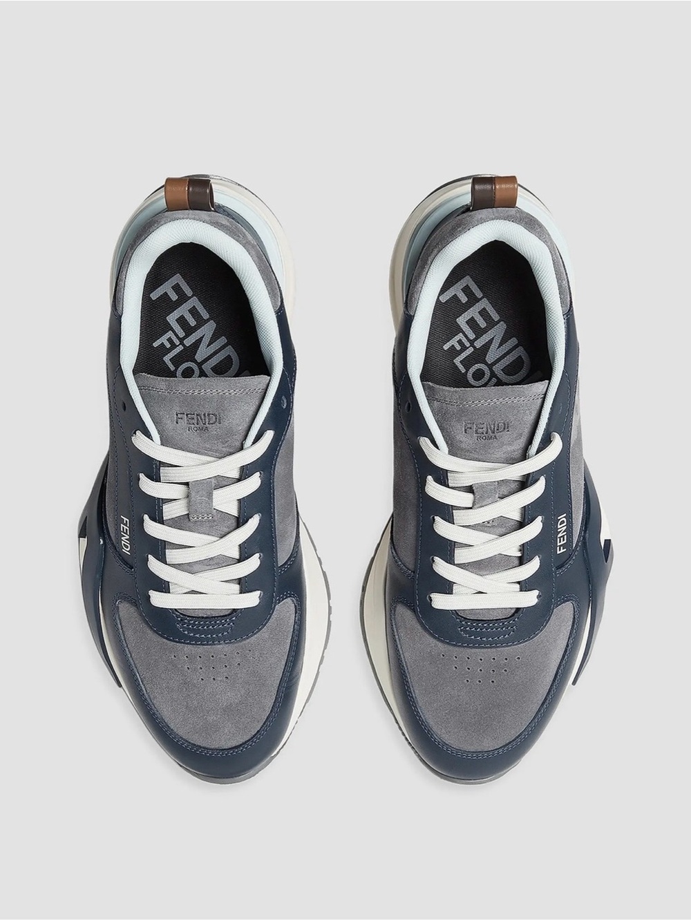 Fendi Flow Tonal Colorblocked Low-Top Sneakers in Blue/Grey Size 11 - Picture 4 of 12